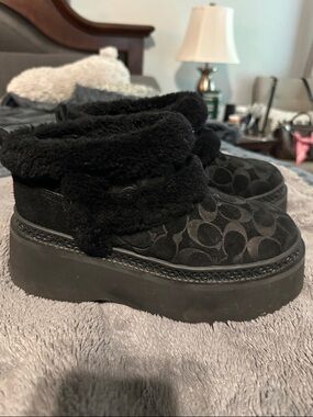 Coach Women’s Black Signature Christina Sherling Platform Bootie